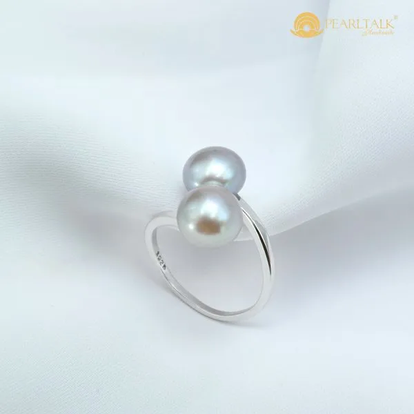 NHẪN NGỌC TRAI BÁN NGUYỆT XÁM
